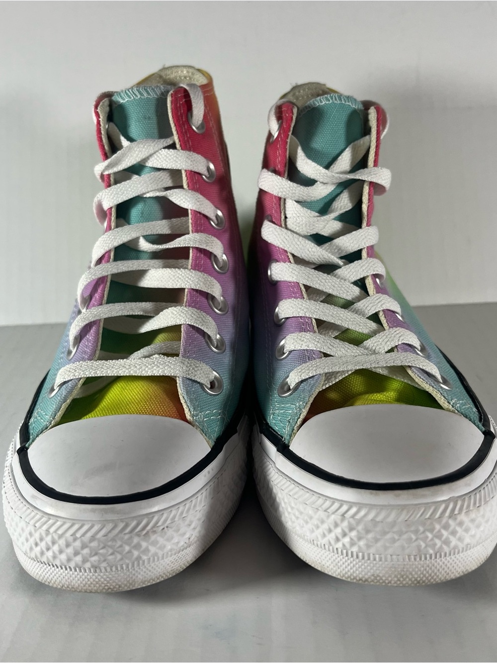 Converse High Top Sneakers - Rainbow Pastel (Pink, Yellow, Green, Blue) - Picture 2 of 6